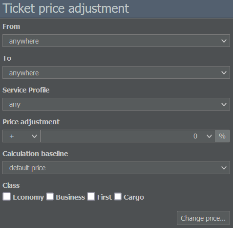 Changing Ticket Prices