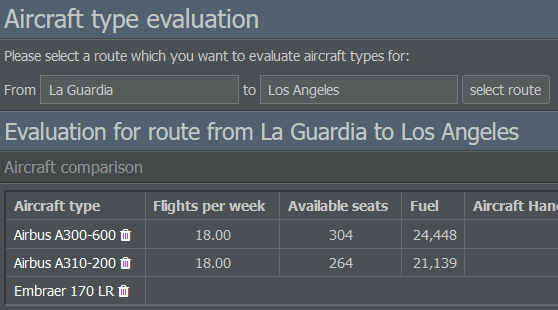 Comparing Aircraft